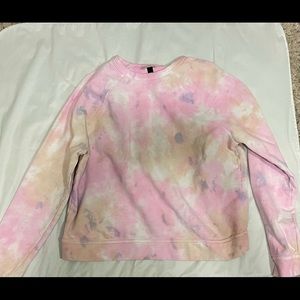 pink pastel pullover hoodie washed, never worn, tie dye pattern